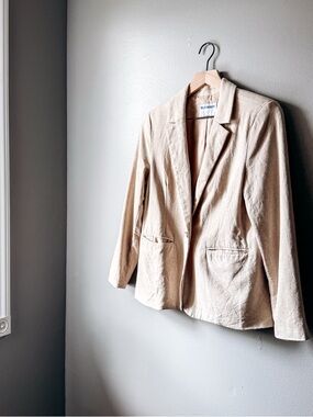 Old Navy Beige Linen Blend Blazer Lightweight One Button Jacket Size S